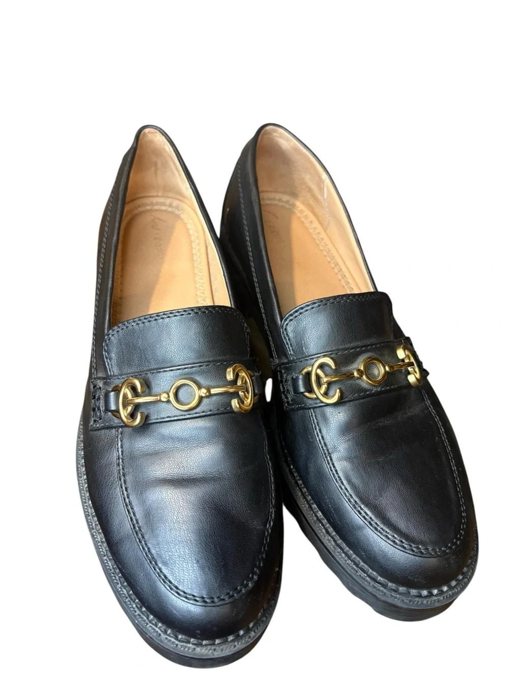 Circus by Sam Edelman Black Leather Women's Chain Loafer